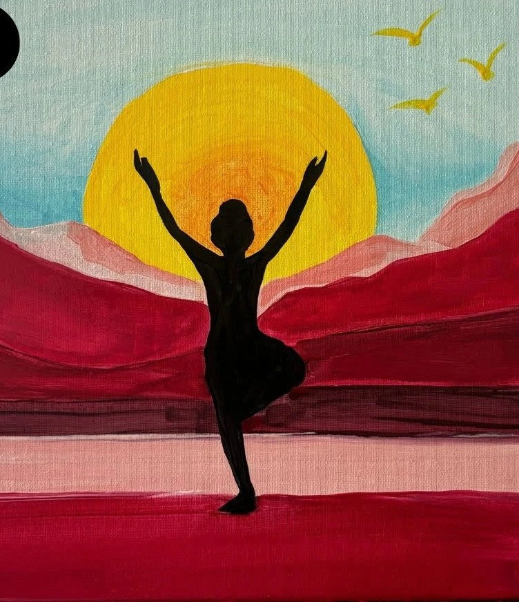 Sunset Yoga Silhouette Paint Party Kit painting