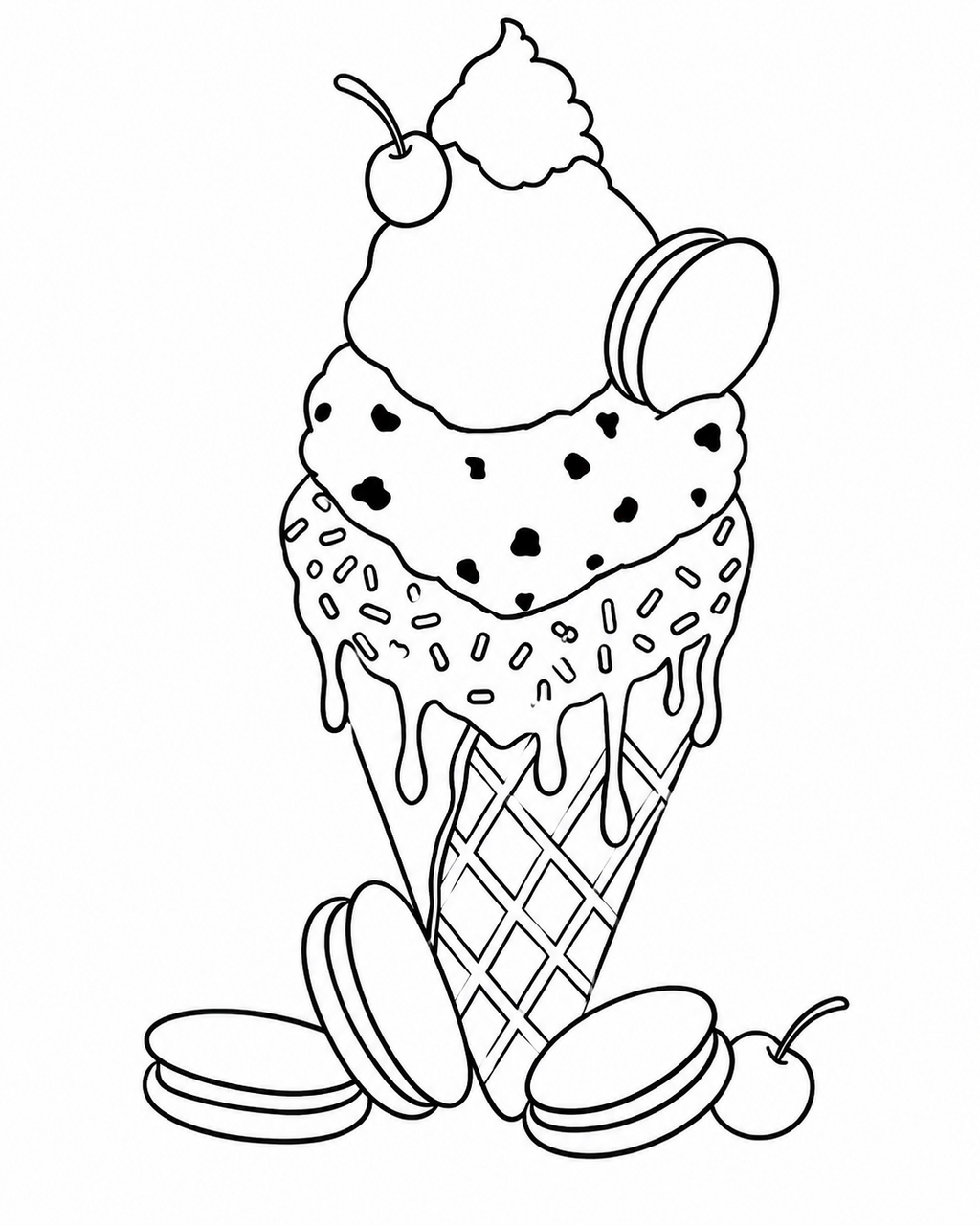 Sweet Treat Ice Cream Cone pre-traced canvas line drawing
