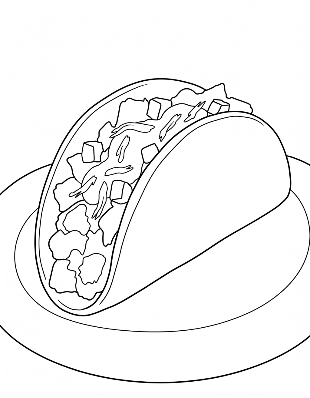 Taco Fiesta pre-traced canvas line drawing