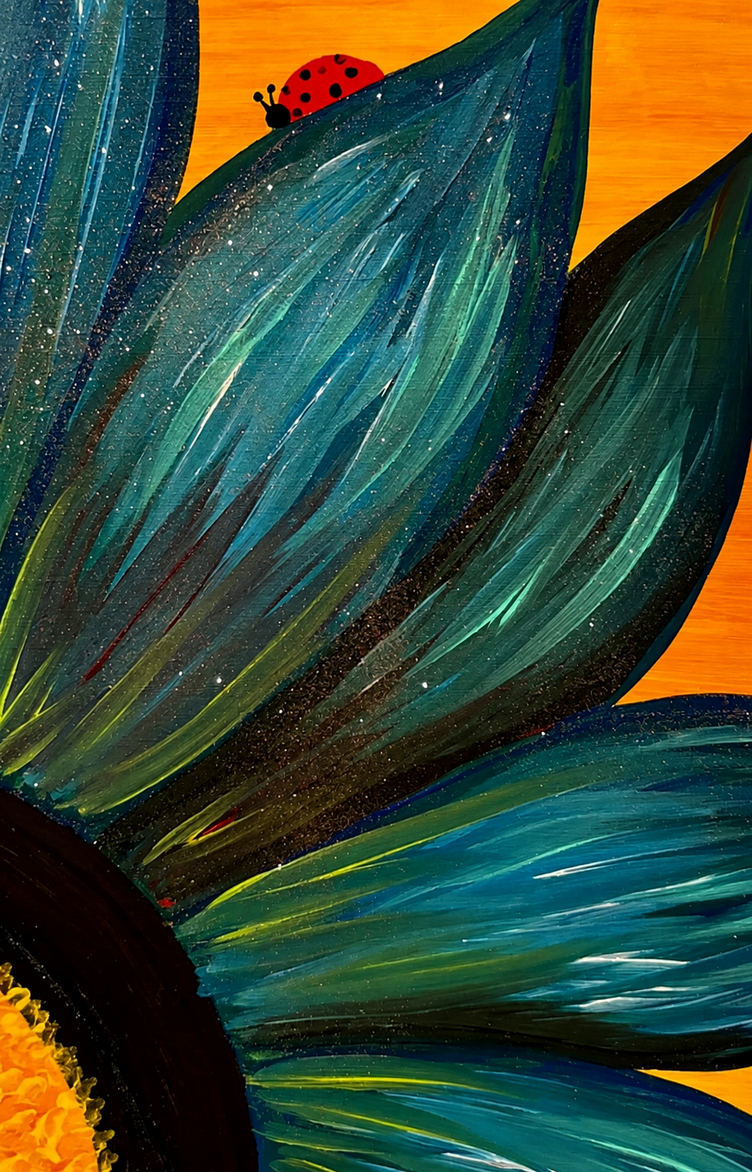 Teal Sunflower finished painting