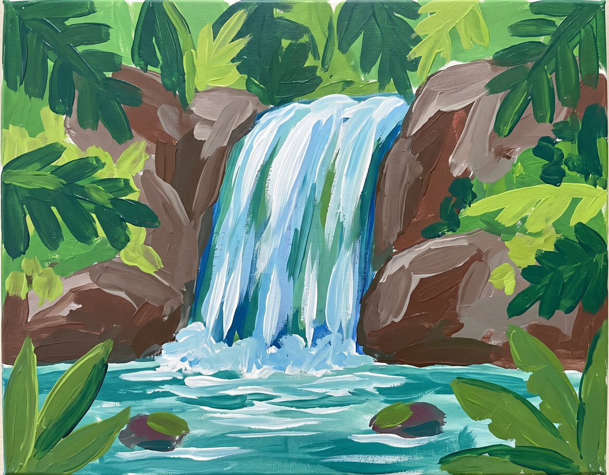 Tropical Waterfall Paint Party Kit painting