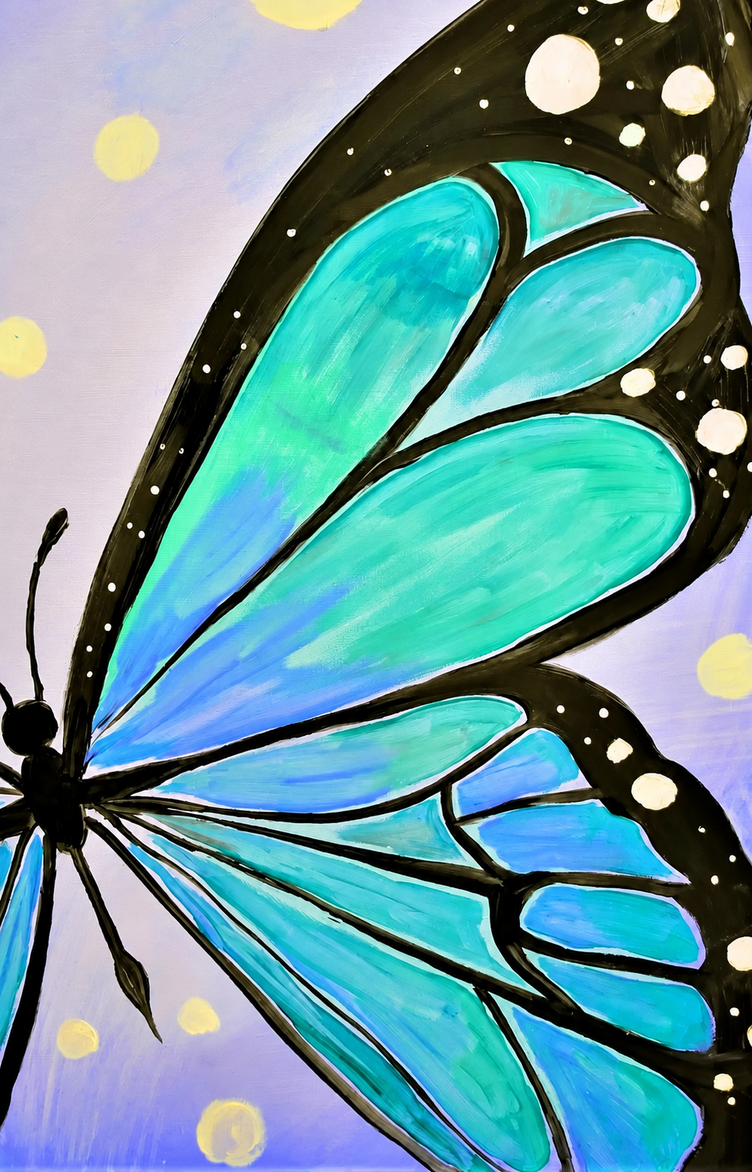 Turquoise Butterfly finished painting