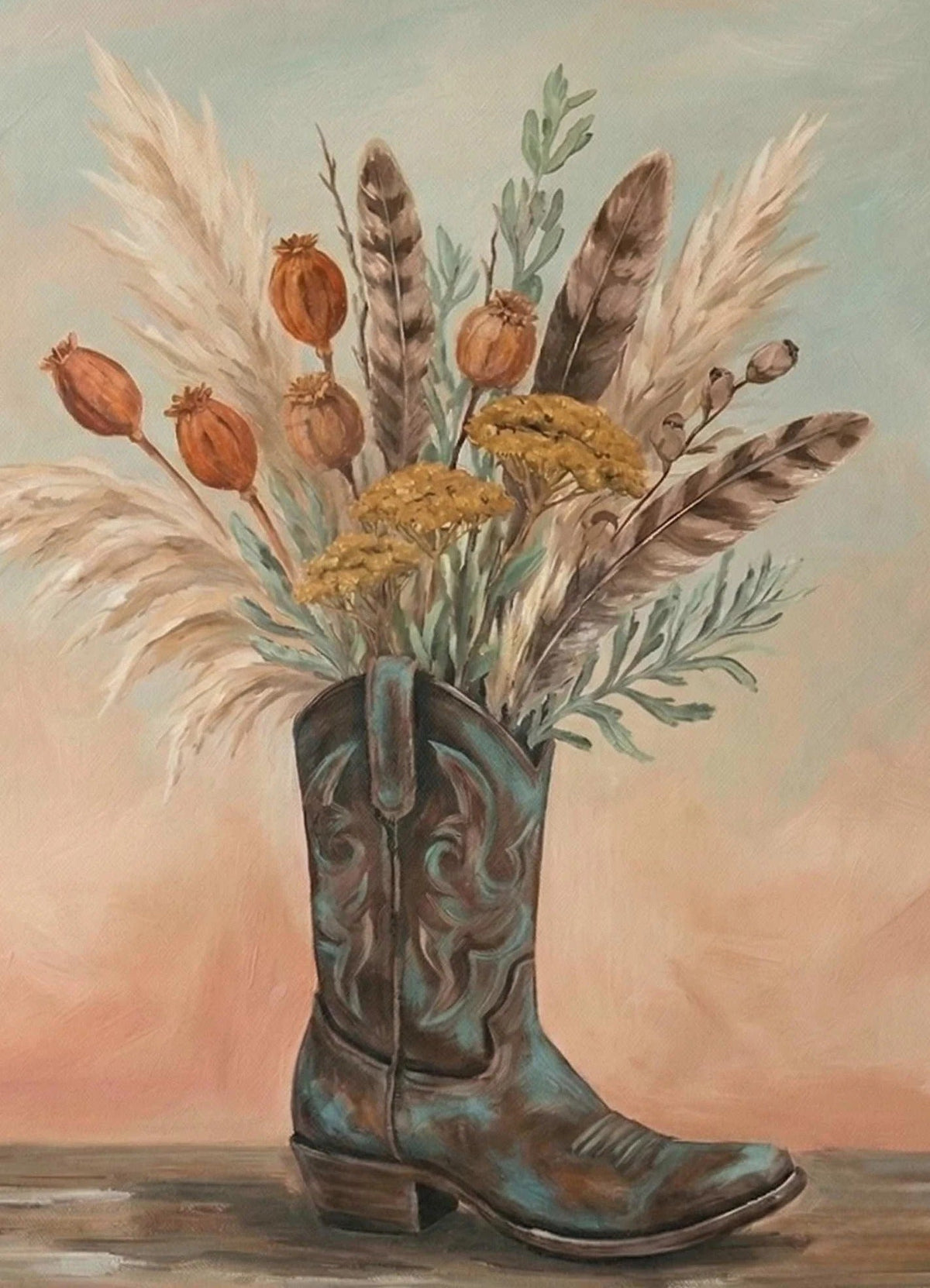 Wildflower Cowboy Boot Paint Party Kit painting