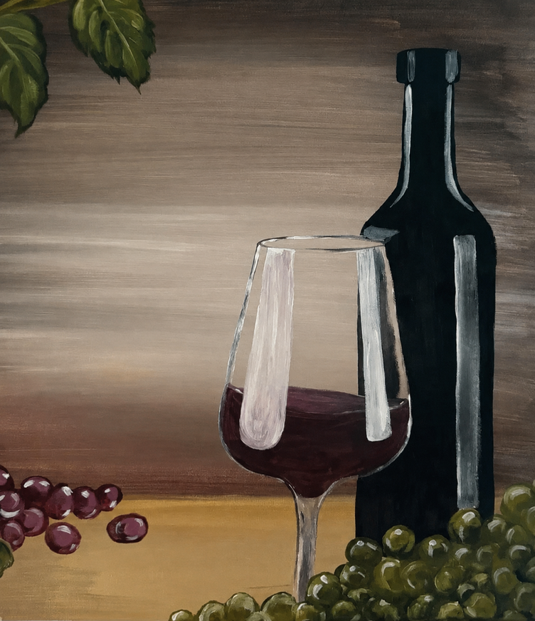 Wine & Grapes Still Life finished painting