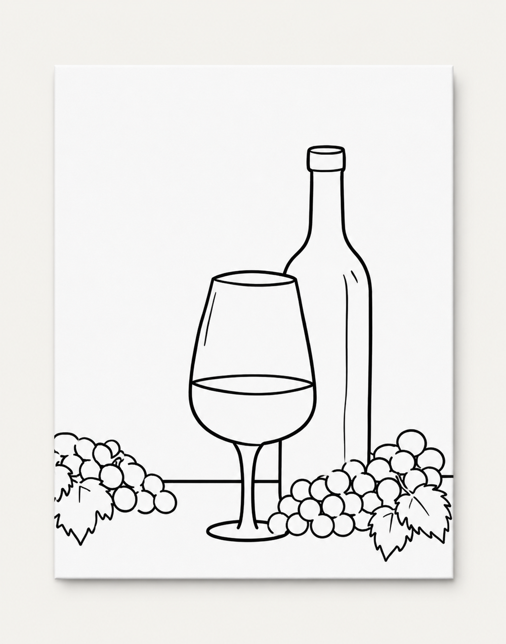 Wine & Grapes Still Life pre-traced canvas line drawing