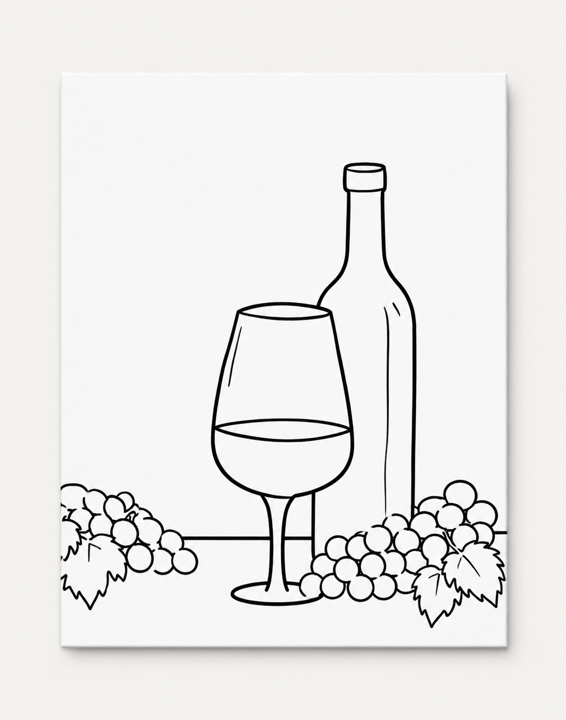 Wine & Grapes Still Life pre-traced canvas line drawing