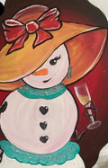 Wine-Loving Snowgirl Paint Party Kit painting