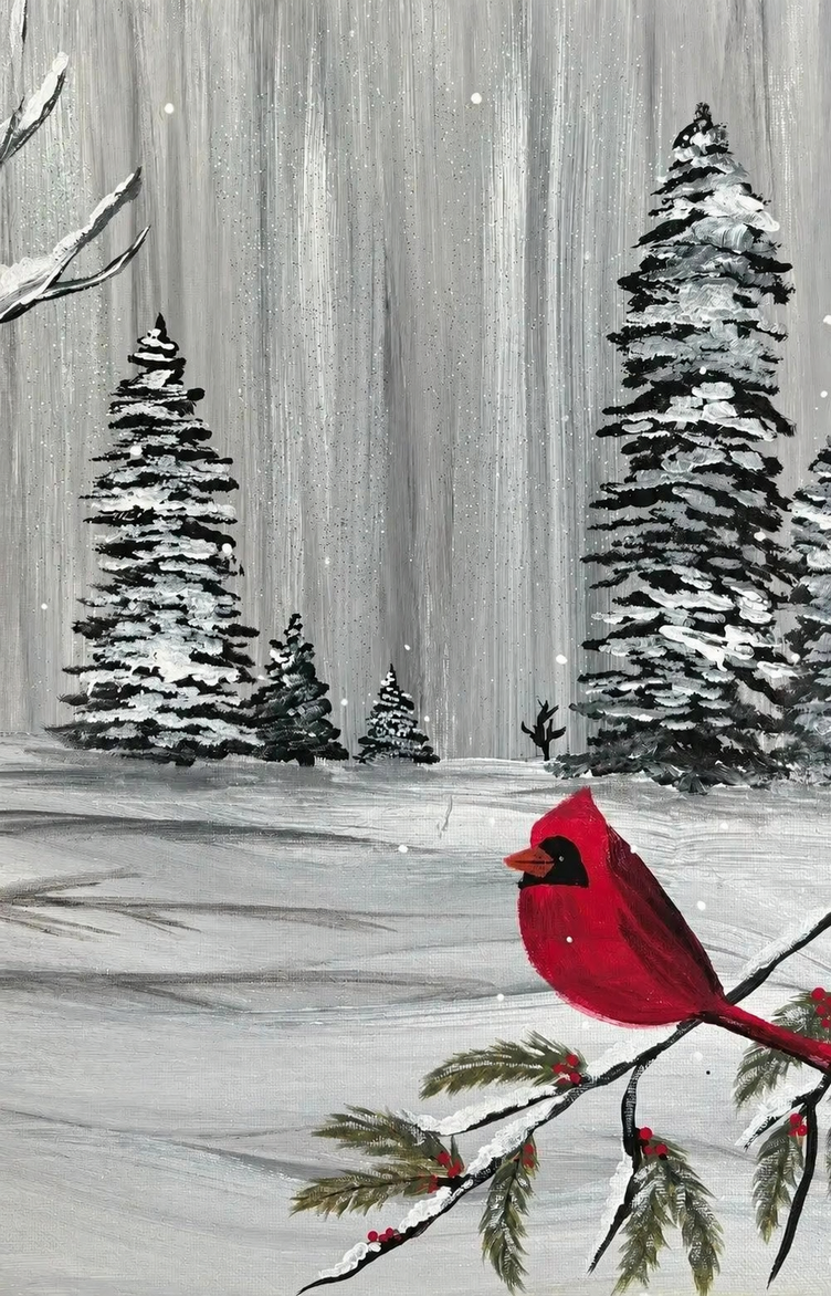 Winter Cardinal finished painting